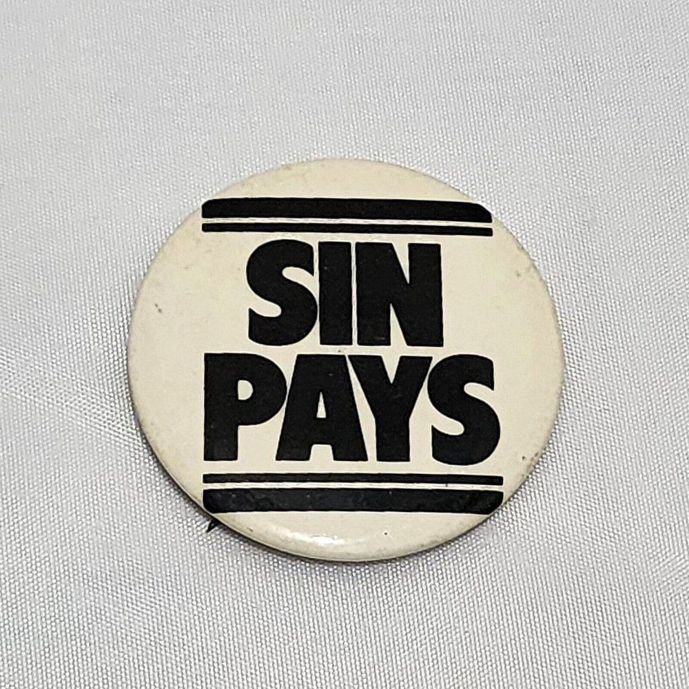 "Sin Pays" Vintage 1960s Original Pin White Black Very Rare History Collectible‎